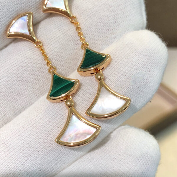 Toxse Dream Earrings 3 Motifs Malachite Mop Pink Gold - Image 5