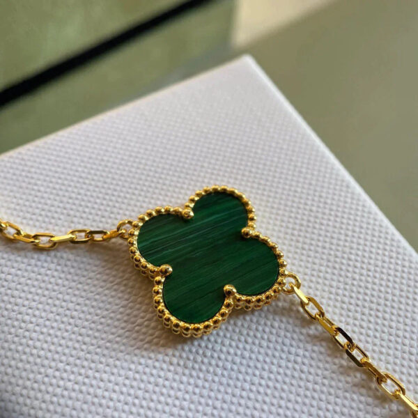 Toxse Clover Bracelet 5 Motifs Malachite Gold - Image 7
