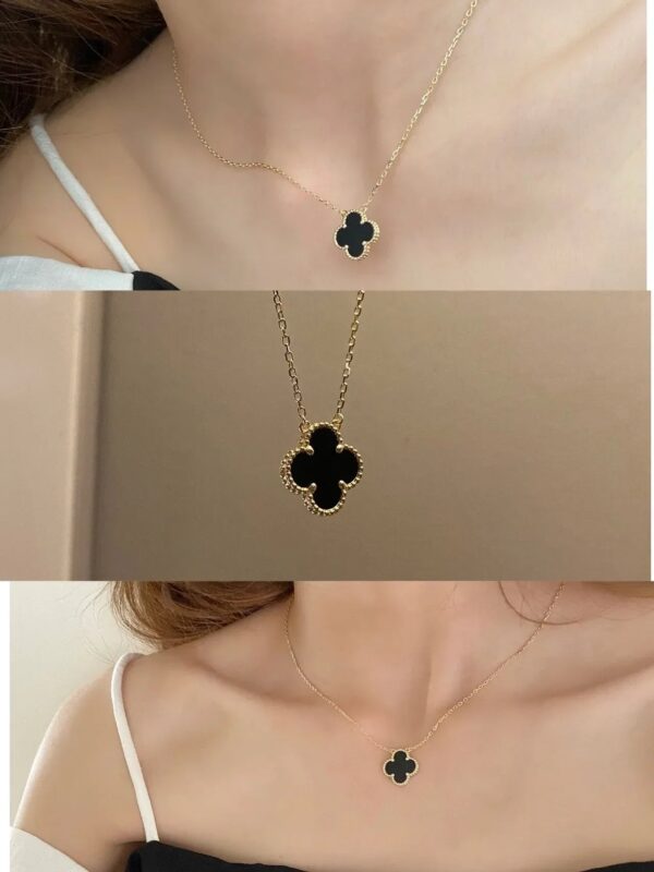 Toxse Clover Pendant Onyx Necklace - Image 4