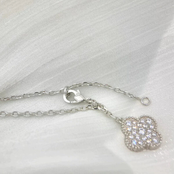 Toxse Clover 5 Motifs Silver Diamonds Necklace - Image 8