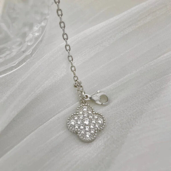 Toxse Clover 5 Motifs Silver Diamonds Necklace - Image 9