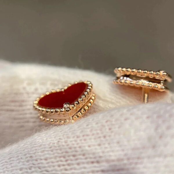 Toxse Heart Carnelian Pink Gold Stud Earrings - Image 3