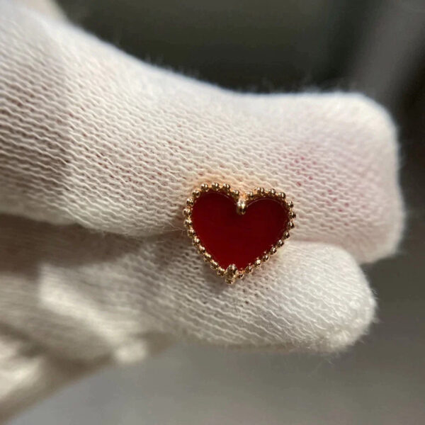 Toxse Heart Carnelian Pink Gold Stud Earrings - Image 6