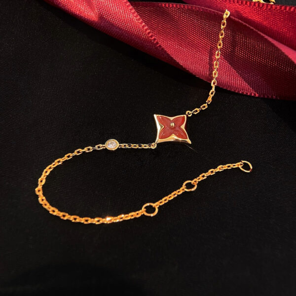 Toxse Color Star Carnelian Pink Gold Diamond Bracelet - Image 2