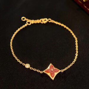 Toxse Color Star Carnelian Pink Gold Diamond Bracelet