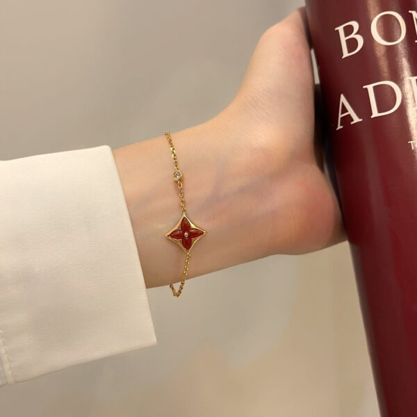 Toxse Color Star Carnelian Pink Gold Diamond Bracelet - Image 8
