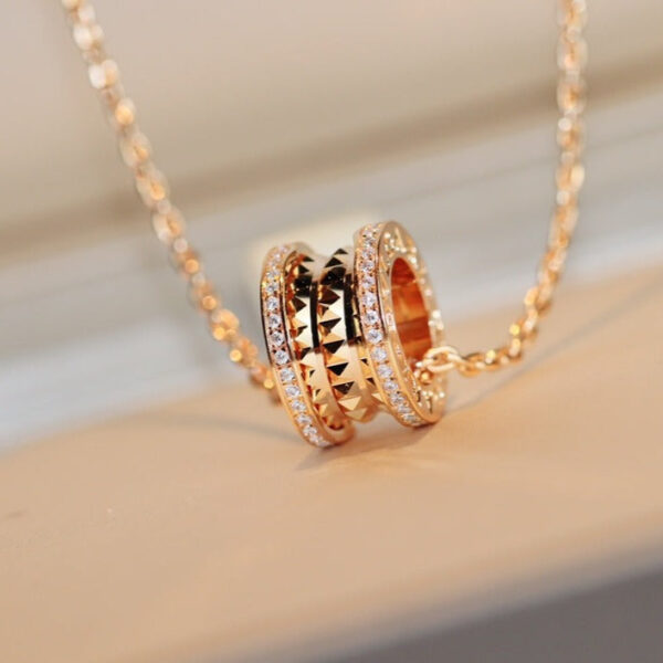 Toxse Zero 1 Rock Pedant Pink Gold Necklace