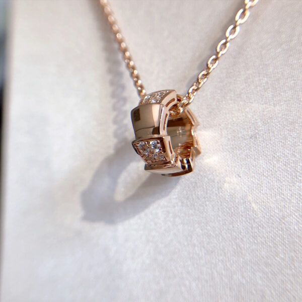 Toxse Serpenti Pedant Diamond Pink Gold Necklace - Image 2