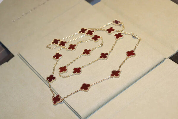 Toxse Clover 20 Motifs Carnelian Gold Necklace - Image 4