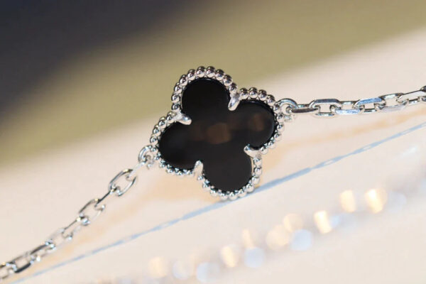 Toxse Clover 20 Motifs Onyx Diamond Silver Necklace - Image 7