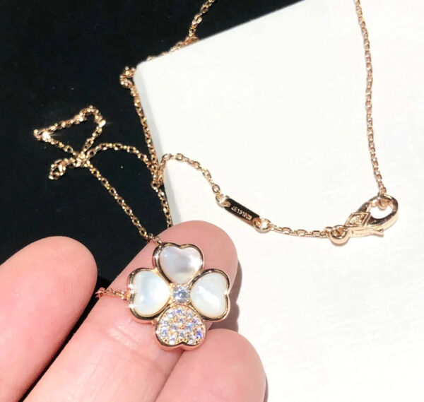 Toxse Clover Mop Diamond Pink Gold Necklace - Image 5
