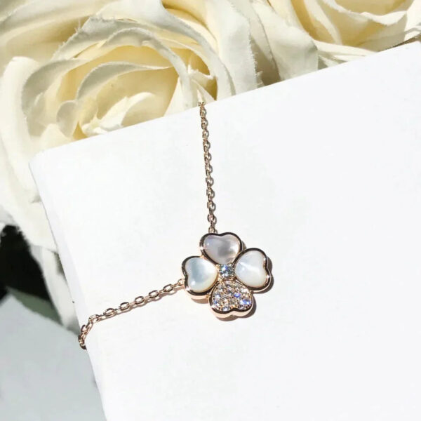 Toxse Clover Mop Diamond Pink Gold Necklace - Image 7