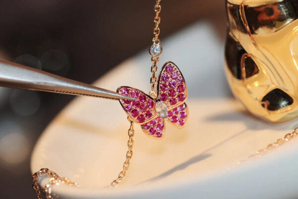 Toxse Butterfly Red Diamond Pink Gold Necklace - Image 3