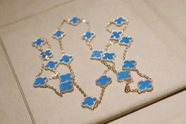 Toxse Clover 20 Motifs Turquoise Gold Necklace - Image 4
