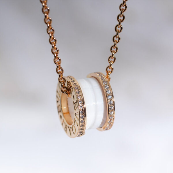 Toxse Zero 1 White Ceramic Pink Gold Diamond Necklace - Image 2