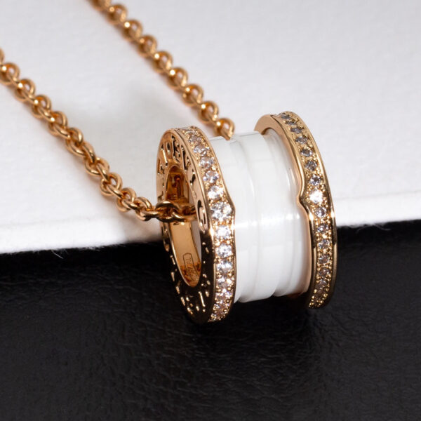 Toxse Zero 1 White Ceramic Pink Gold Diamond Necklace - Image 4