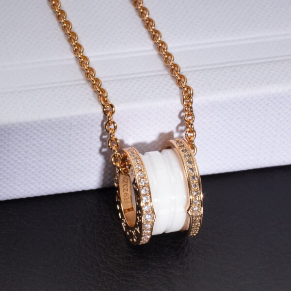Toxse Zero 1 White Ceramic Pink Gold Diamond Necklace - Image 5
