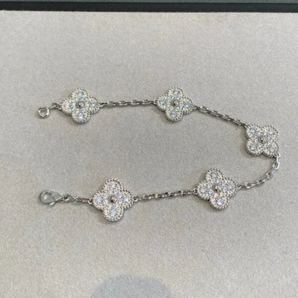 Toxse Clover 5 Motifs Silver Diamond Bracelet - Image 5