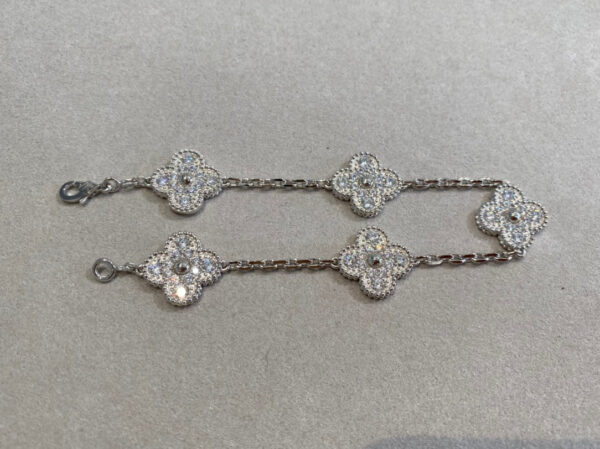 Toxse Clover 5 Motifs Silver Diamond Bracelet - Image 7