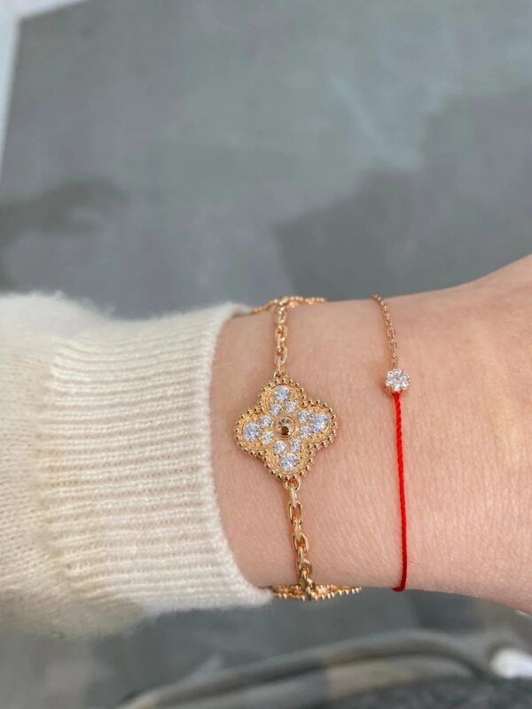 Toxse Clover 5 Motifs Pink Gold Diamond Bracelet - Image 7