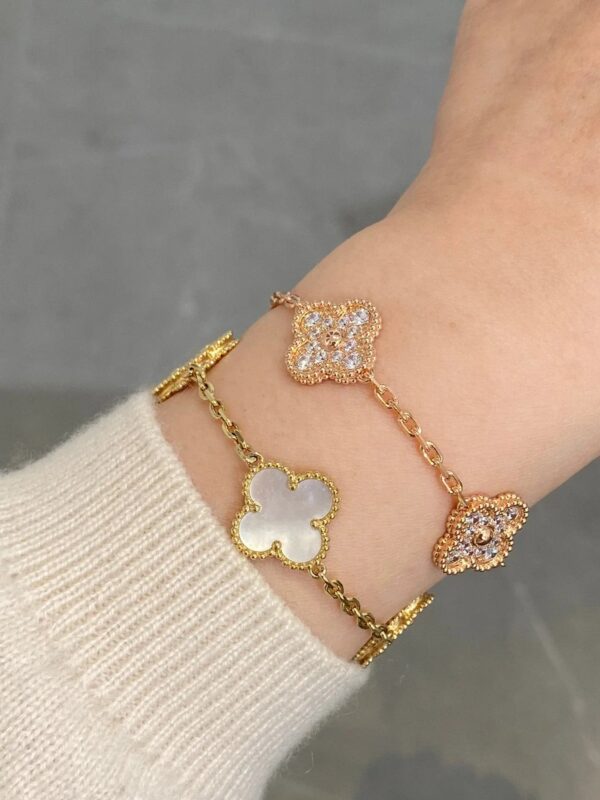Toxse Clover 5 Motifs Pink Gold Diamond Bracelet - Image 8