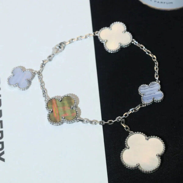 Toxse Clover Bracelet 5 Motifs Mop Chalcedony Silver - Image 2