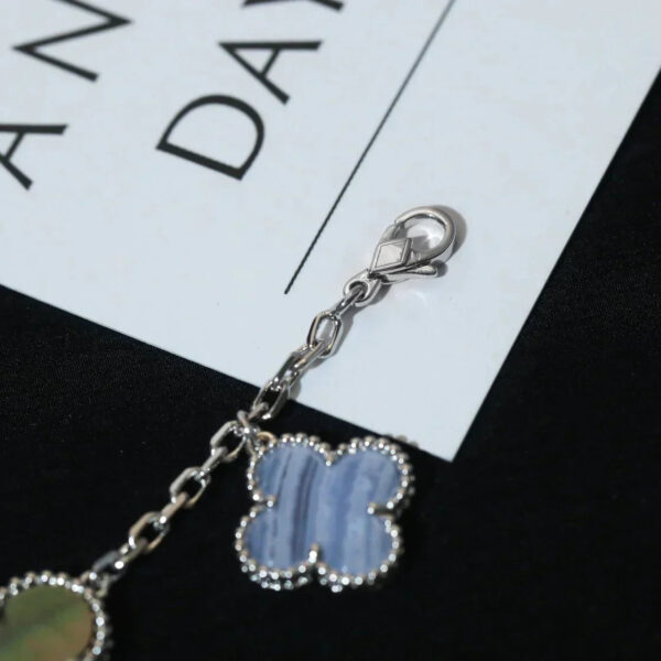 Toxse Clover Bracelet 5 Motifs Mop Chalcedony Silver - Image 5