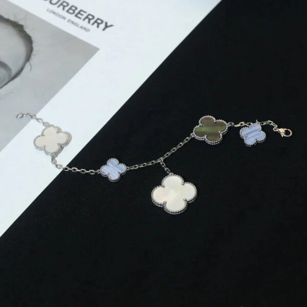 Toxse Clover Bracelet 5 Motifs Mop Chalcedony Silver - Image 6