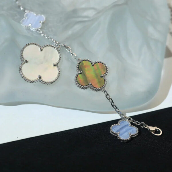 Toxse Clover Bracelet 5 Motifs Mop Chalcedony Silver - Image 7