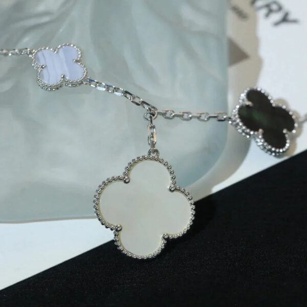 Toxse Clover Bracelet 5 Motifs Mop Chalcedony Silver - Image 8