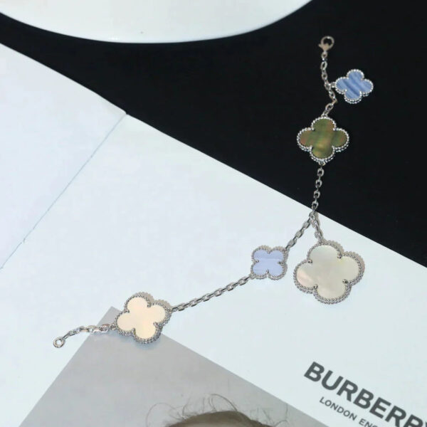 Toxse Clover Bracelet 5 Motifs Mop Chalcedony Silver - Image 10