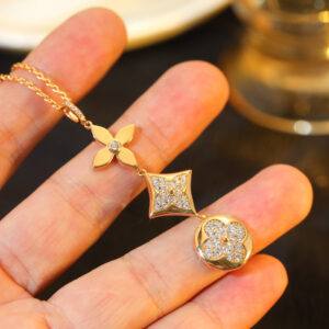 Toxse Star And Sun Diamond Pink Gold Necklace