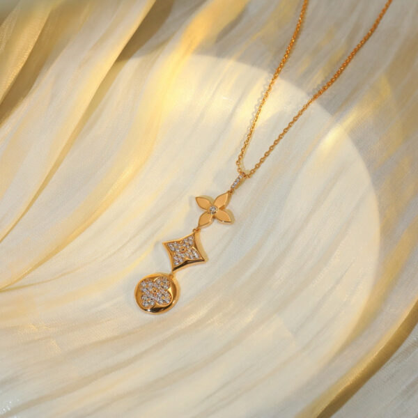 Toxse Star And Sun Diamond Pink Gold Necklace - Image 4