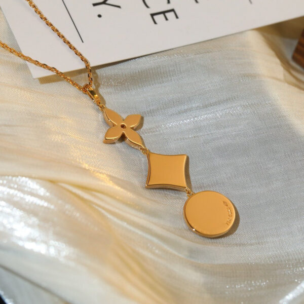 Toxse Star And Sun Diamond Pink Gold Necklace - Image 5