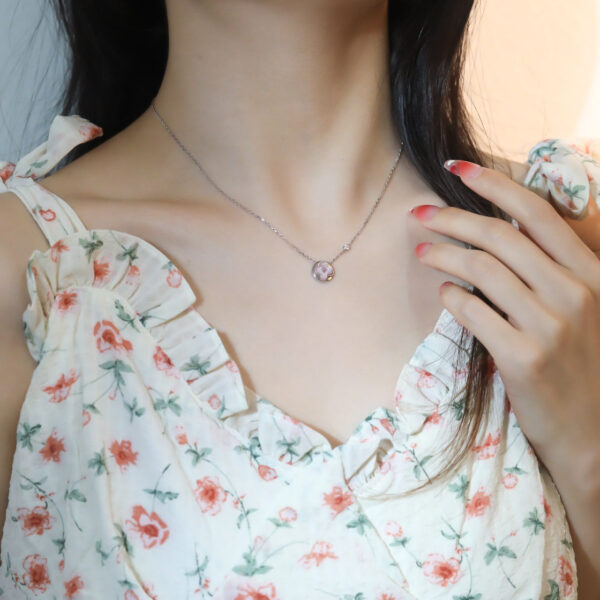 Toxse Sun Pedant Pink Gold 1 Diamond Necklace - Image 8