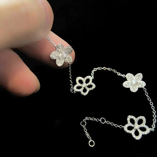 Toxse Wildflower 4 Motifs Silver Diamond Bracelet - Image 5