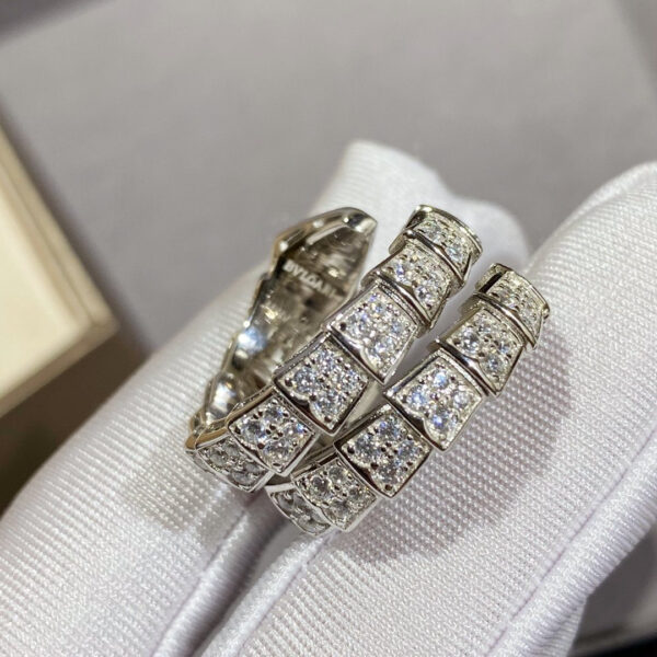 Toxse Serpenti Double Ring Silver Diamond Paved - Image 3