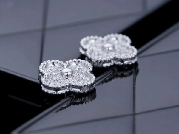 Toxse Clover Silver Diamond Stud Earrings - Image 6