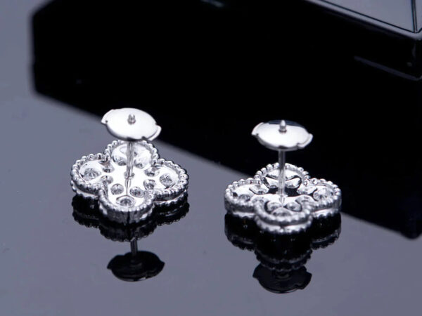 Toxse Clover Silver Diamond Stud Earrings - Image 7