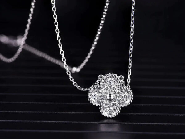Toxse Clover Silver Diamond Necklace - Image 5