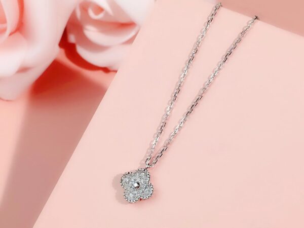 Toxse Clover Silver Diamond Necklace - Image 4