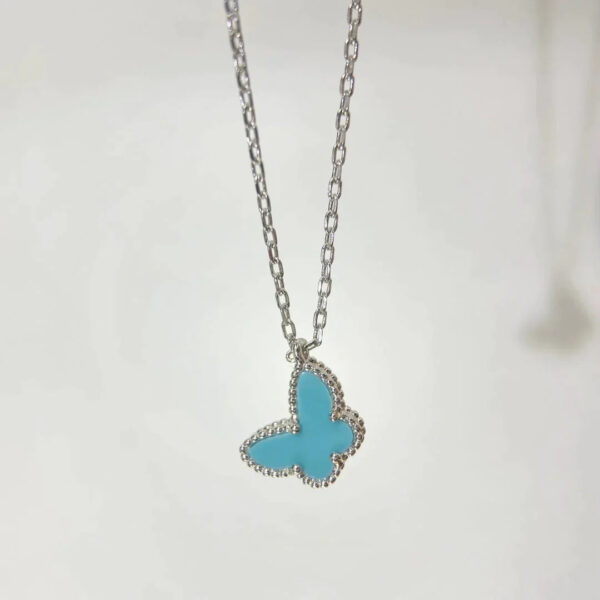 Toxse Butterfly Pendant Silver Turquoise Necklace - Image 4