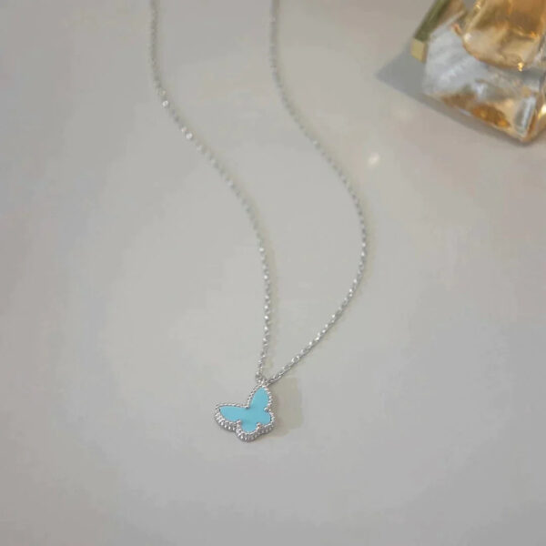 Toxse Butterfly Pendant Silver Turquoise Necklace - Image 5
