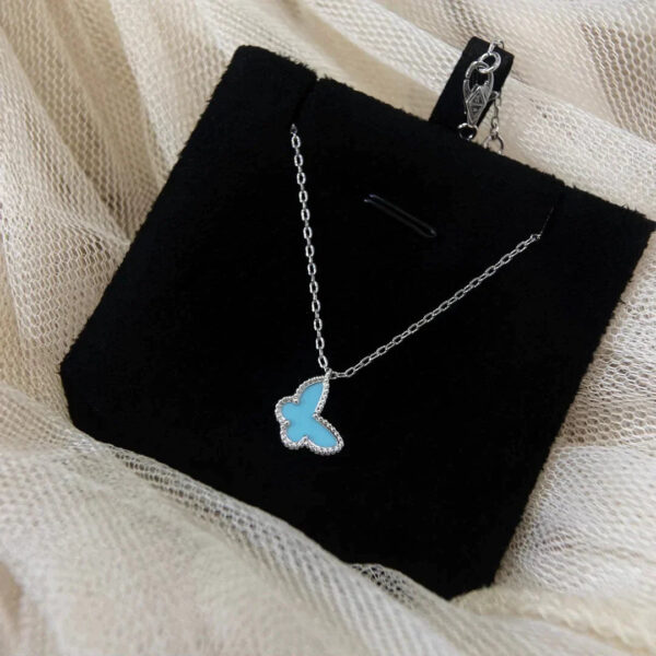 Toxse Butterfly Pendant Silver Turquoise Necklace - Image 7