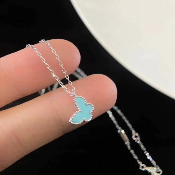 Toxse Butterfly Pendant Silver Turquoise Necklace - Image 10