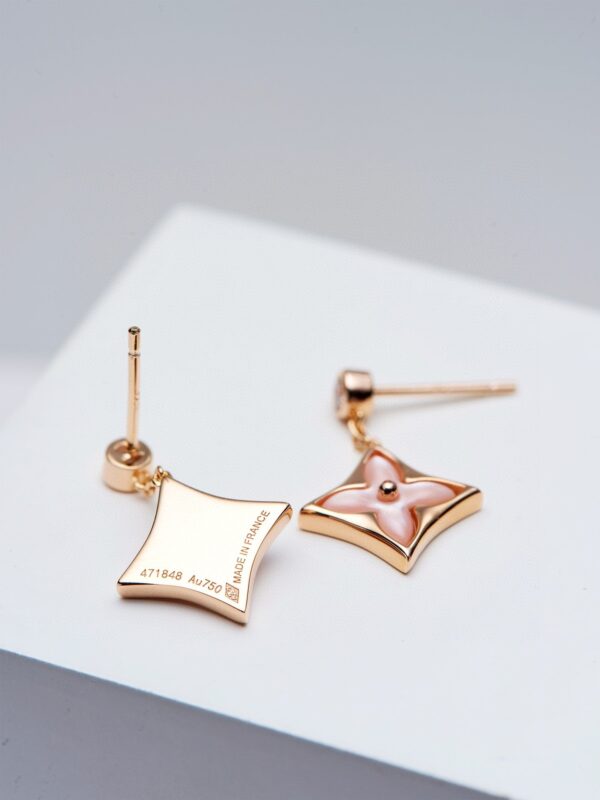 Toxse Double Star Pink Gold Mop Drop Earrings - Image 3