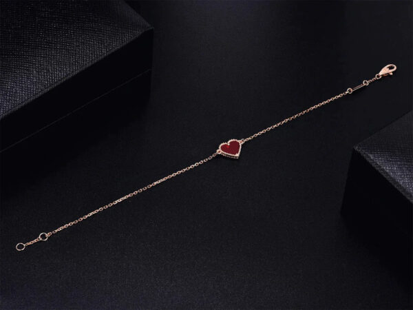 Toxse Heart Carnelian Pink Gold Bracelet - Image 3