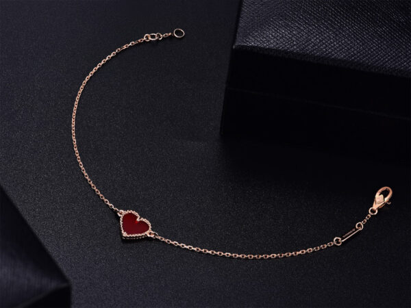 Toxse Heart Carnelian Pink Gold Bracelet - Image 4