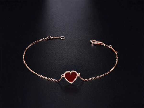 Toxse Heart Carnelian Pink Gold Bracelet - Image 5
