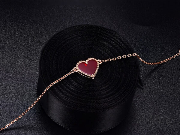 Toxse Heart Carnelian Pink Gold Bracelet - Image 6